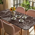 thumbnail image 3 of Brown Flowers Table Cloths for 6 Foot Rectangle Tables, Spring Floral Botanical Modern Art Patio Waterproof Elastic Fitted Tablecloths, Washable Rectangular Table Cover for Camping, 3 of 8