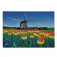 thumbnail image 2 of Landscape Cutting Board, Tulip Blooms with Classic Dutch Windmill Netherlands Countryside Spring Picture, Decorative Tempered Glass Cutting and Serving Board, Large Size, Yellow Blue, by Ambesonne, 2 of 5