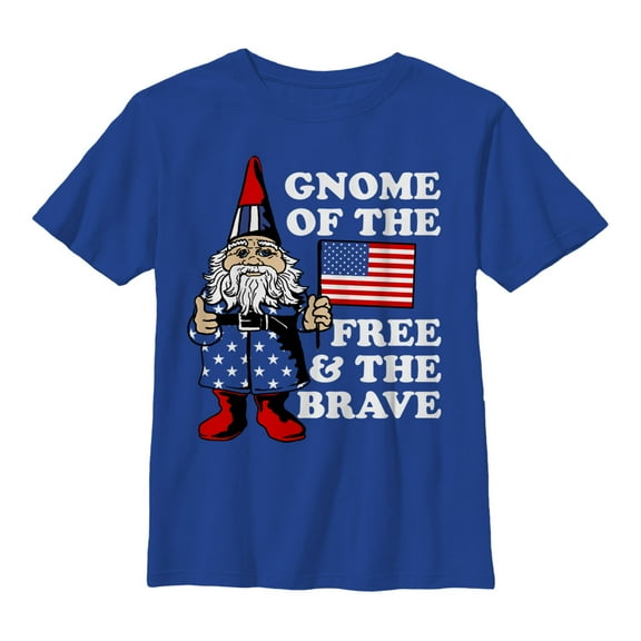 Boy's Lost Gods American Gnome  Graphic Tee Royal Small