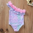 thumbnail image 3 of Herrnalise Toddler Girls Kids Swimsuit Pink Mermaid Petal Beach Siamese Baby Bathing Suit, 3 of 9