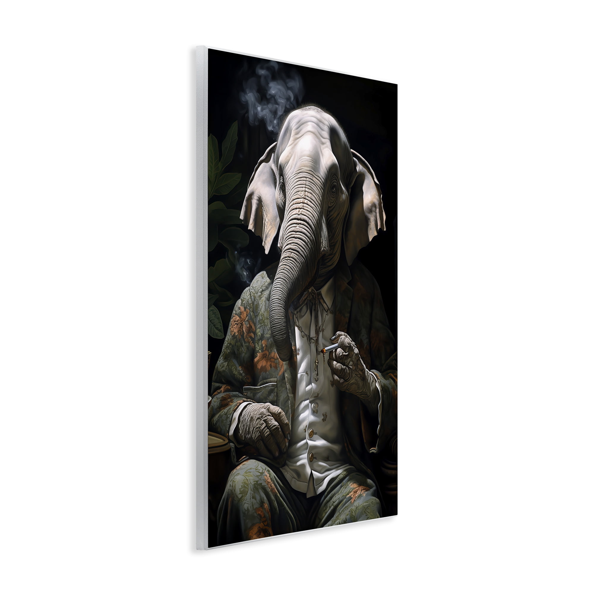 Stupell Industries Elephant Smoking Cigarette Novelty Painting Unframed Art Print Wall Art, 10 x 15