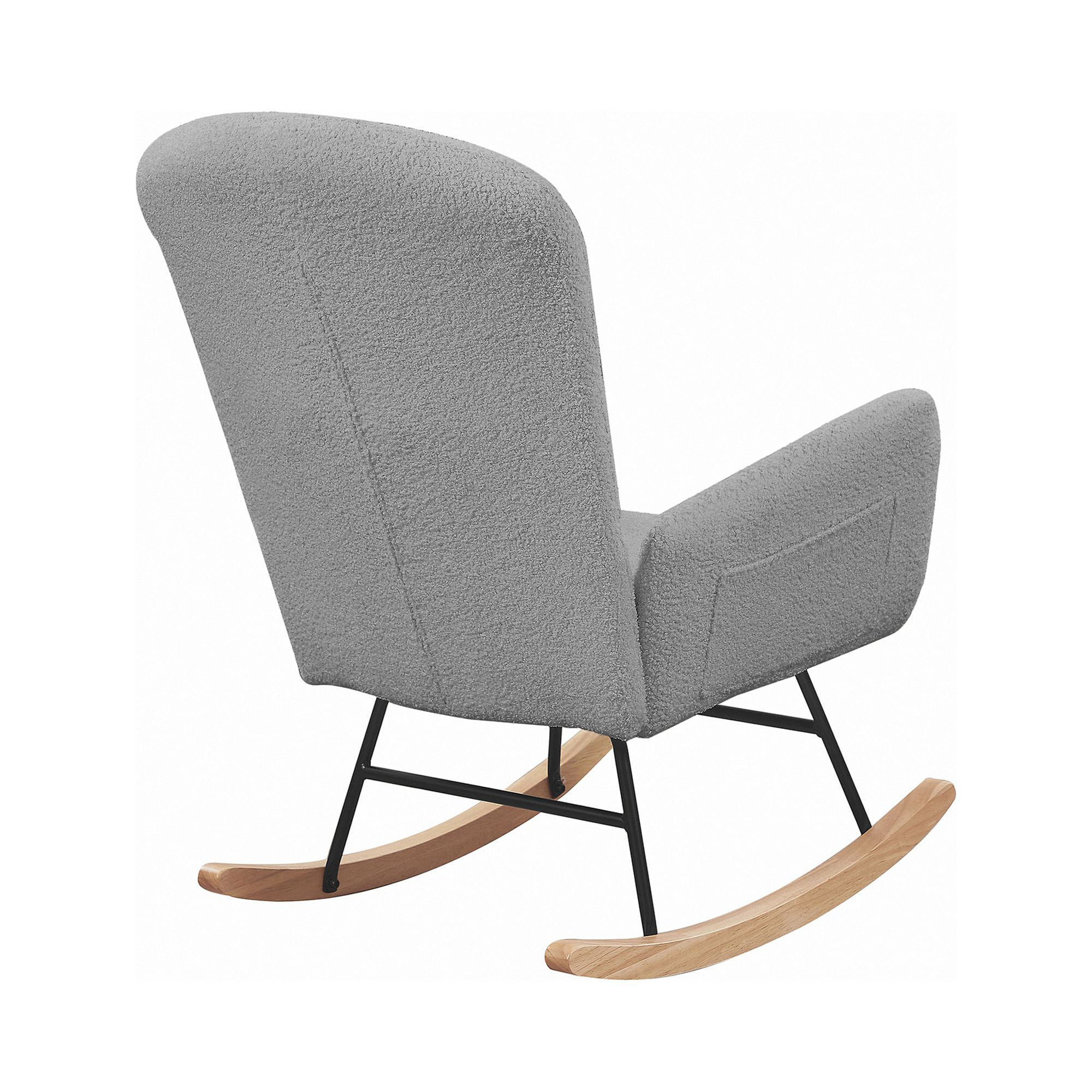 YYAo Teddy Upholstered Rocking Chair, Accent Chair with High Backrest Armchair Comfy Side Chair for Living Room Bedroom Offices, Gray YYAo Teddy Upholstered Rocking Chair, Accent Chair with High Backrest Armchair Comfy Side Chair for Living Room Bedroom Offices, Gray
