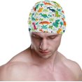 thumbnail image 2 of FYBTO Swimming Cap Cartoon Funny Dinosaurs Trees Unisex Adult FYBTO Polyester, 2 of 4