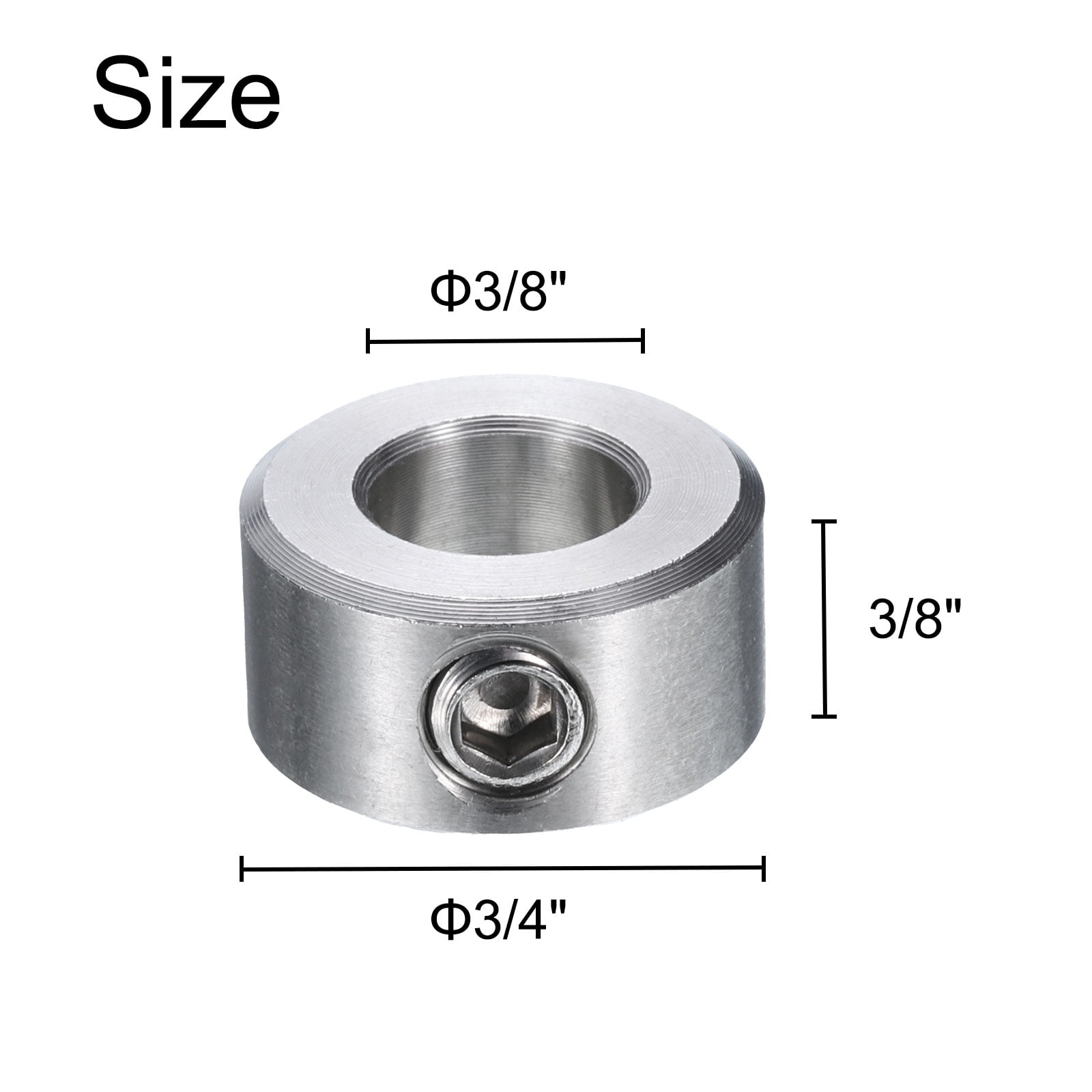 8 Pack Set Screw Collars 3/8" Bore 304 Stainless Steel Shaft Collars, 3/4" OD, 3/8" Width Axle Collar Clamp