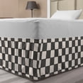 thumbnail image 1 of Abstract Bed Skirt, Composition of Squares with Diagonal Stripes Simplistic Touches, Elastic Bedskirt Dust Ruffle Wrap Around for Bedding Decor, 4 Sizes, Pale Eggshell Dark Grey, by Ambesonne, 1 of 2