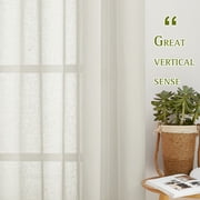 NICETOWN Natural Linen Look Semi Sheer Curtains 84-inch Length 52 Wide, 2 Panels, Grommet Light Filtering Casual Textured Privacy Window Treatment Vertical Flax Sheer Drapes for Kids Nursery
