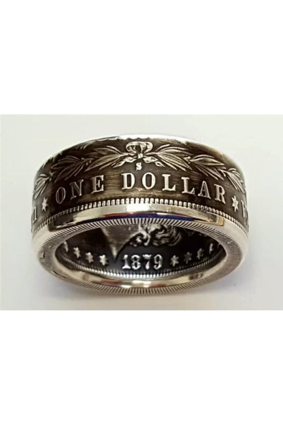 Retro Men Stainless Steel Handmade Coin Vintage Morgan Carved Ring Jewelry #6-13-Style 3-8