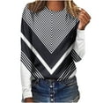 thumbnail image 1 of Pompotops Hauts Amples à Col Rond pour Femmes T-Shirts Imprimés Décontractés Blouse à Manches Longues en Solde, 1 of 5