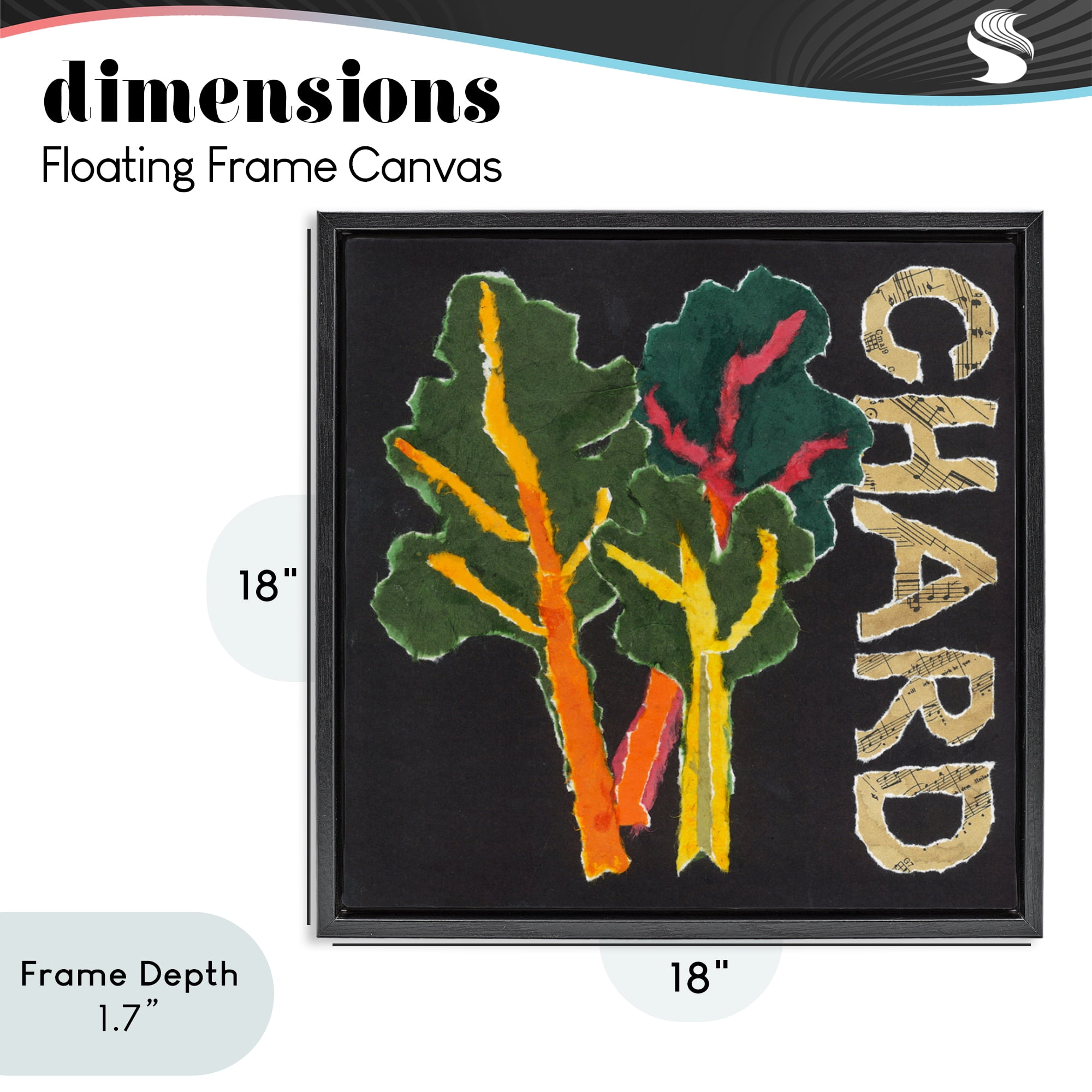 Stupell Industries Chard Leafy Vegetable Black Framed Floater Canvas Wall Art, design by Nancy Overton