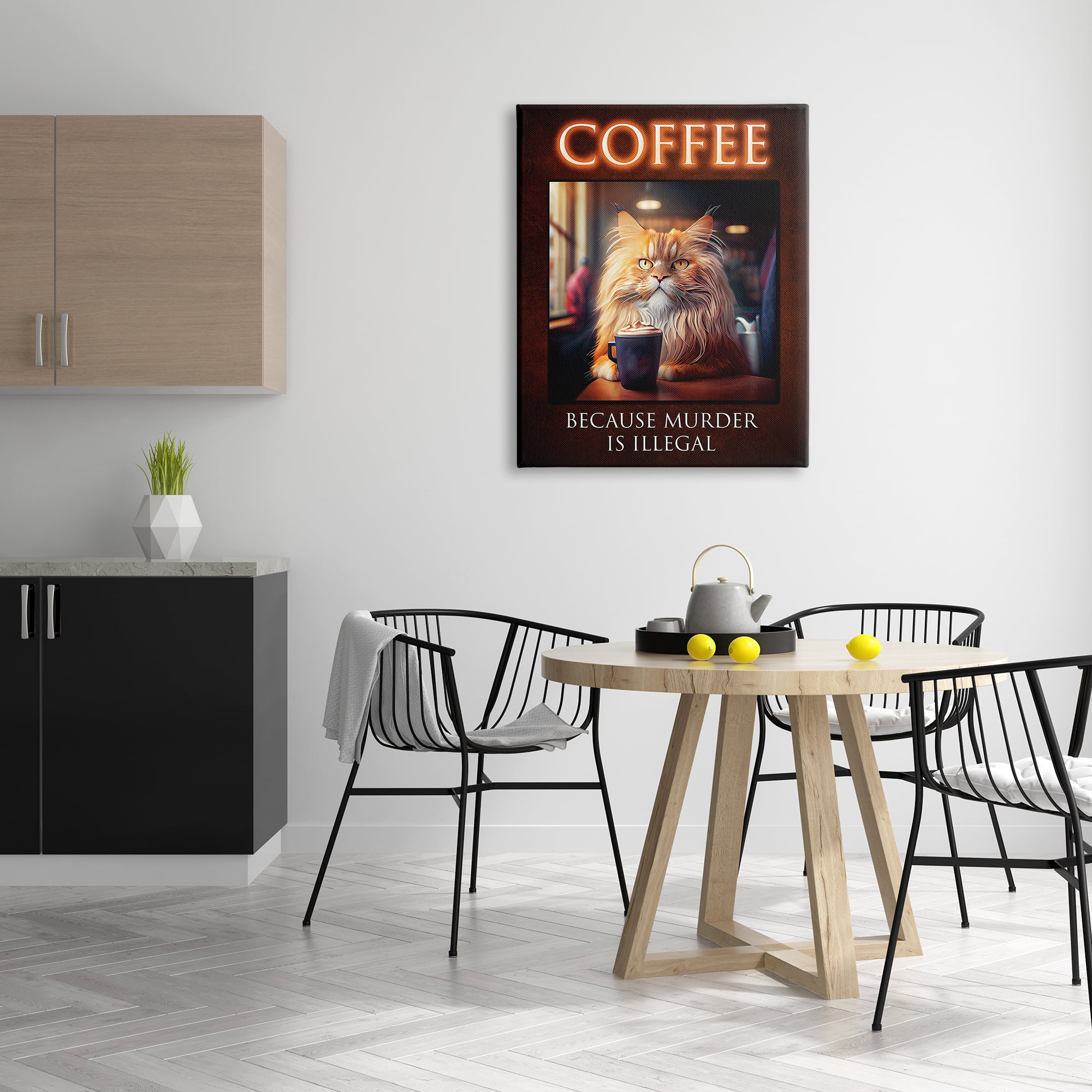 Stupell Industries Funny Cat Coffee Phrase Animals & Insects Painting Gallery Wrapped Canvas Print Wall Art, 30 x 40