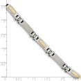 thumbnail image 5 of Stainless Steel Bracelet Men's Link, Other mm 8.25 in Chisel with 14k Gold Accent Brushed and Polished Link, 5 of 5