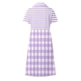 thumbnail image 5 of ZHOGXU Womens Summer Dresses Short Sleeve Lapel Plaid Striped Print A Line Elegant Relaxed Fit Shirt Dress For Casual Daily Wear,Purple,Xl, 5 of 5