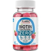 Biotin 10,000 mcg max potency Zero Sugar 60 gummies raspberry Flavor Gelatin Free GMO Free Nut Free