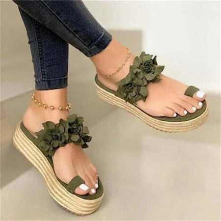 

Fjofpr Slippers for Women Women Platform Sandals Casual Flower Slip On Platform Ladies Beach Wedge Shoes Hot