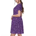 thumbnail image 2 of Fotbe Purple Glitter Vestido Largo de Moda para Mujer, Vestido Tipo Camiseta con Manga Corta y Estilo Casual a Rayas y Bloques de Color, 2 of 6