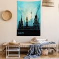thumbnail image 2 of Russian Tapestry, Abstract Skyline Moscow City Line Illustration, Wall Hanging for Bedroom Living Room Dorm Decor, 60W X 80L Inches, Pastel Green Dark Pine Green Seafoam Slate Blue, by Ambesonne, 2 of 5
