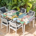 thumbnail image 2 of Easter Bunny Table Cloths for 5 Foot Rectangle Tables, Farmhouse Colorful Eggs Tulip Wooden Grain Patio Waterproof Elastic Fitted Tablecloths, Washable Rectangular Table Cover for Camping, 2 of 8