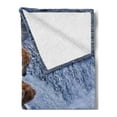 thumbnail image 2 of Africa Soft Flannel Fleece Throw Blanket, Grizzly Bears Fishing in the River Waterfalls Cascade in Alaska Nature Camp View, Cozy Plush for Indoor and Outdoor Use, 70" x 90", Brown White, by Ambesonne, 2 of 5
