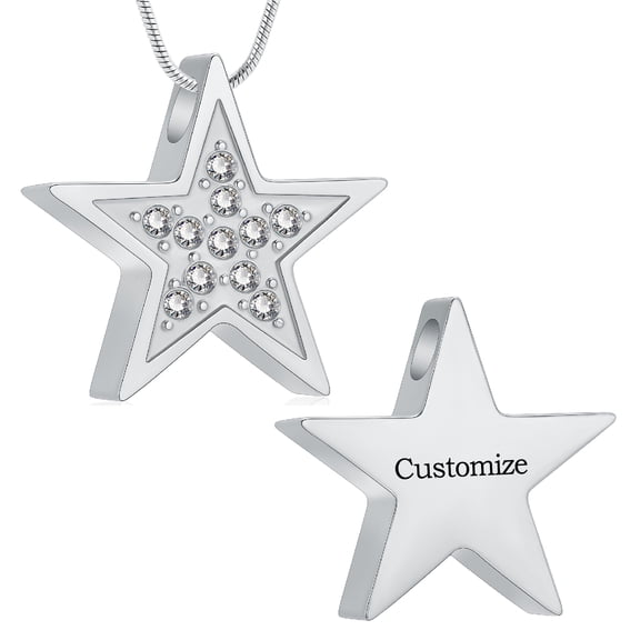 Personalize Star Urn Pendant Cremation Jewelry for Ashes Keepsake Memory Necklace Human Pet Memorial Jewelry