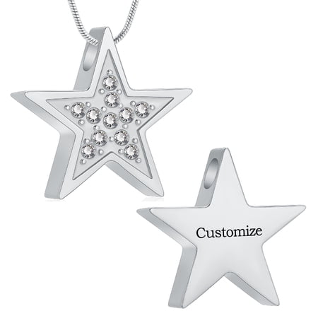 Personalize Star Urn Pendant Cremation Jewelry for Ashes Keepsake Memory Necklace Human Pet Memorial Jewelry