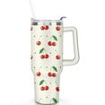 thumbnail image 2 of 40oz Red Cherry Fruit Pattern Stainless Steel Flip Straw Tumbler Spill Proof Travel Cup Double Wall Vacuum Insulated Coffee Mug with Top Handle, 2 of 6