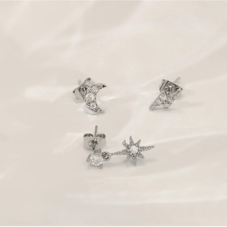 Set Di 5 Paia Di Orecchini In Argento 925 Con Zirconi, Per Donna E Uomo, Inclusi Cerchi E Borchie, Ipoallergenici, Confezione Regalo