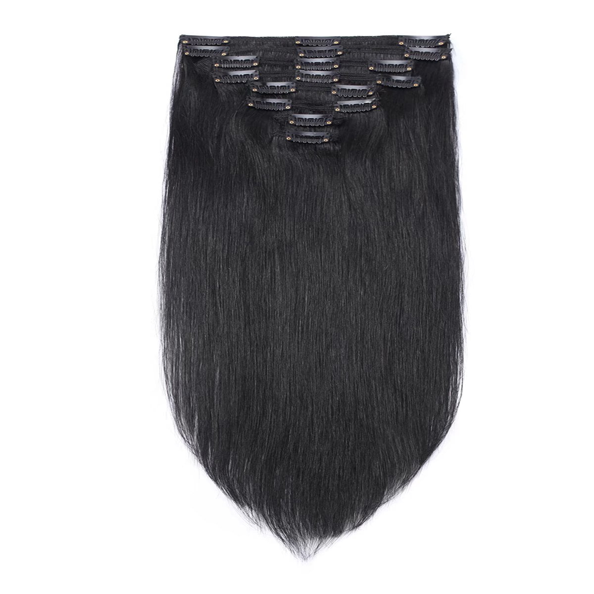 MY-LADY Extra Thick Clip in 100% Remy Human Hair Extension Double Weft Full Head Natural Hairpiece 110-170g #01 Jet Black 20inch