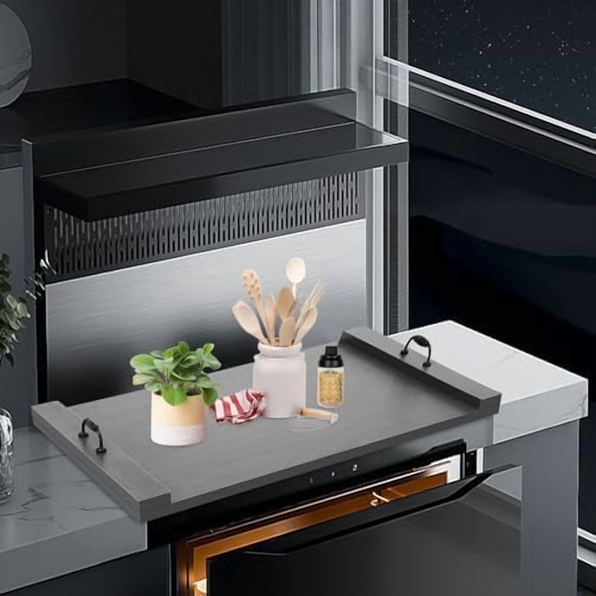 Stove Cover,Noodle Board Stove Cover Gas Stove Cover Electric Stove Cover Board Wood Stove Cover with Handles Kitchen Sink Cover RV Stove Top Cover (Black)