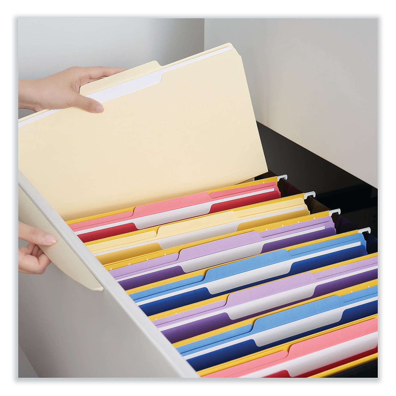 File Folders, 1/3 Cut Second Position, One-Ply Top Tab, Legal, Manila (100/Box)