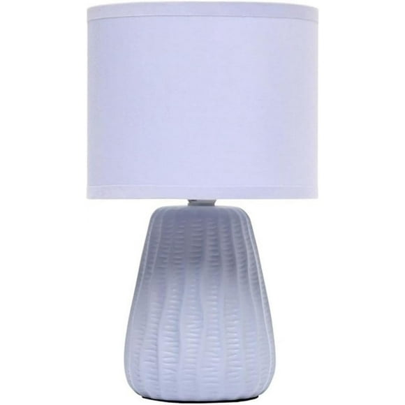 ERDS-LT1138-PWK 11.02" Traditional Mini Modern Ceramic Texture Pastel Accent Bedside Table Desk Lamp w Matching Fabric Shade for Decor,Bedroom, Nightstand, Living Room, Entryway, Periwinkle