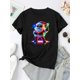 thumbnail image 2 of Women's Festive Santa Claus Graphic T-Shirt - Vibrant Christmas Design, Casual Round Neck Short Sleeve, Comfortable Polyester Blend, Perfect for Holiday Celebrations, Christmas Garland, 2 of 6