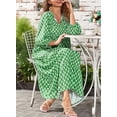 thumbnail image 4 of Women Boho Maxi Dresses 2024 V Neck Long Puff Sleeve Smocked Ruffle Flowy Casual Dress, 4 of 5