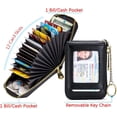 thumbnail image 2 of KAWELL Credit Card Holder, Small RFID Card Wallet Slim Leather Card Case with Keychain & ID Window, 2 of 7