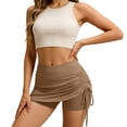 thumbnail image 5 of Aihuaihua Mini Skirts for Women Bodycon Casual Mini Skirts Adjust Drawstring Ruched Short Skirt Micro Club Skirt Khaki S, 5 of 6