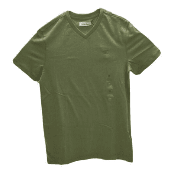 Calvin Klein Men's V-Neck Short Sleeve Cotton T-Shirt, Olive, M