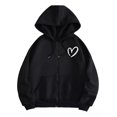 thumbnail image 1 of Sudadera Con Capucha De Estampado Corazón Con Cierre Hoodie, 1 of 8