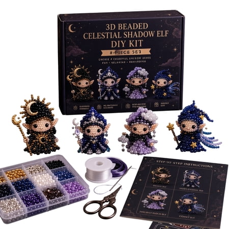 Elf 3D Beaded DIY Kit Make Miniature Fairy Figurines Desktop Shelf Decor Craft Set Complete Materials and Tools