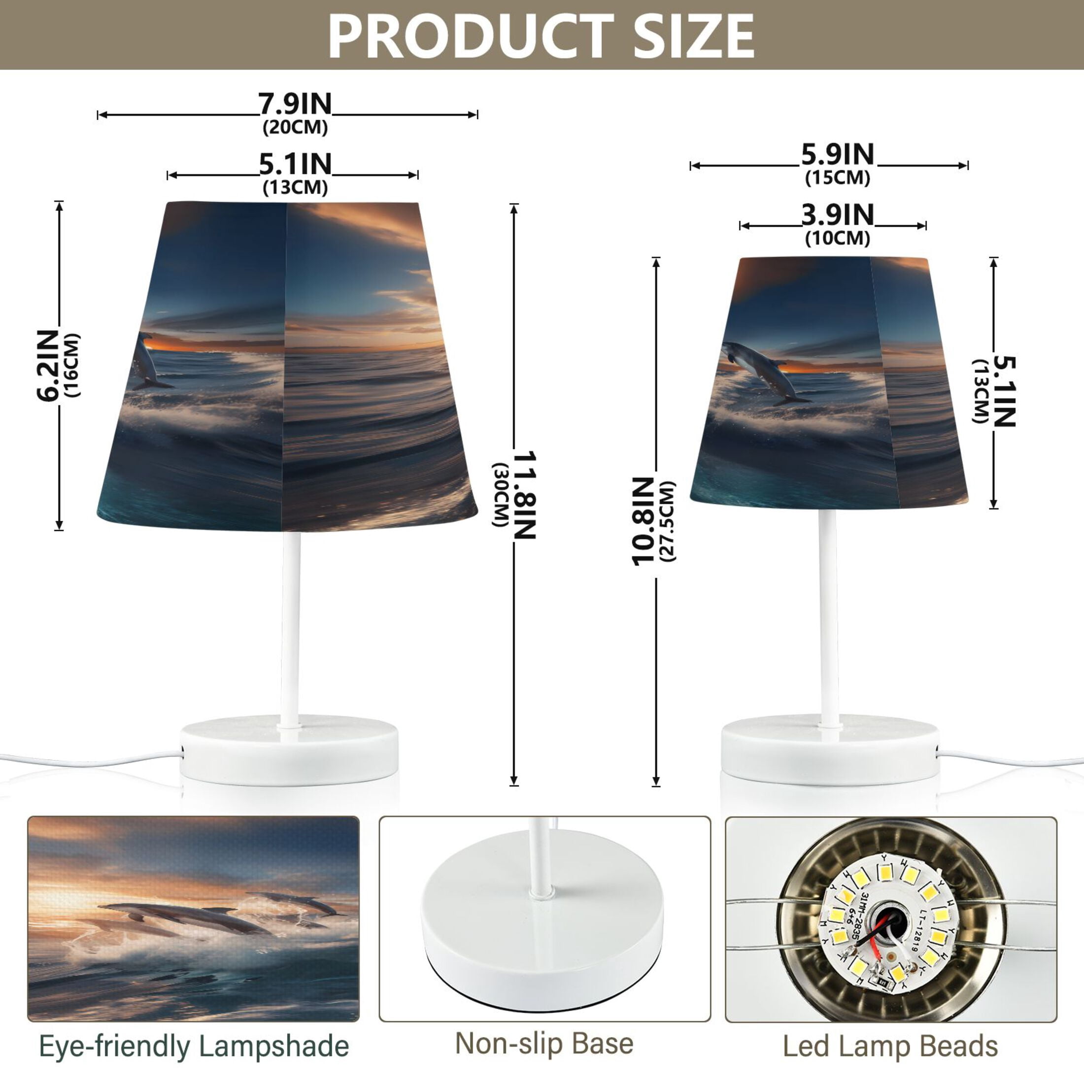Dolphin Jump Out Sea Desk Lamp LED Table Nightstand Lamps with 3 Color Temperatures for Home Bedroom Living Room Decor 8x12