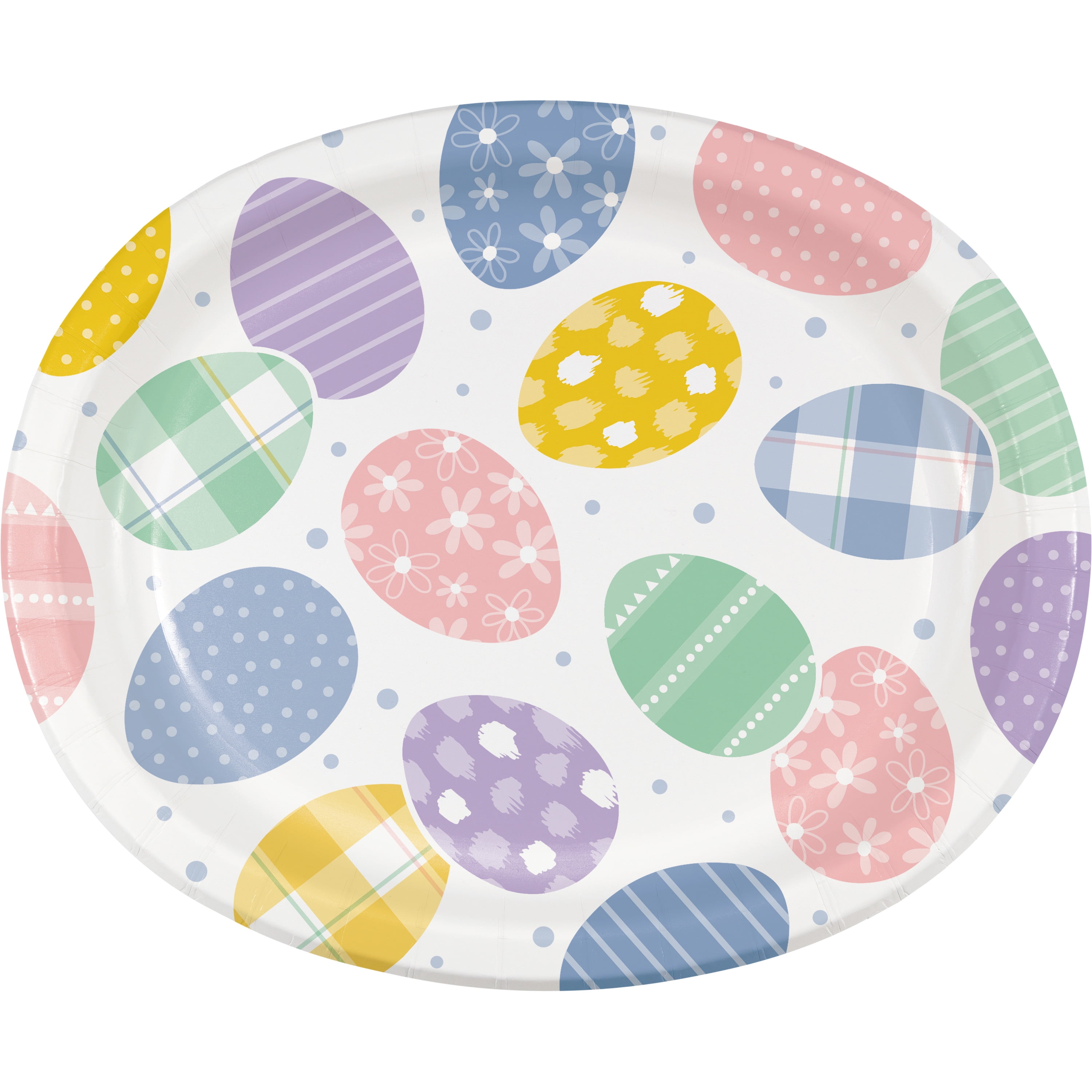 Way to Celebrate! Easter Eggs Oval Paper Plates 10" x 12" 8 Ct Multicolor
