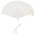 thumbnail image 1 of GOOHOCHY Abanico de mano floral con encaje de rosas, abanico plegable decorativo, abanico de mano vintage, accesorio para abanico plegable de baile, 1 of 8