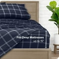 thumbnail image 4 of Bare Home Ultra-Soft Sheet Set - Premium 1800 Collection - Deep Pockets - 3-Pieces - Twin XL, Modern Plaid - Midnight/White, 4 of 8