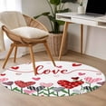 thumbnail image 4 of White Love, Round Area Rug 3.3 FT, Non Slip Small Entryway Kitchen Mat, Hppy Valentine's Day Geometric Leaves Washable Soft Circular Rug Non-Shedding Door Mat for Bathroom Playroom Kids Room, 4 of 9