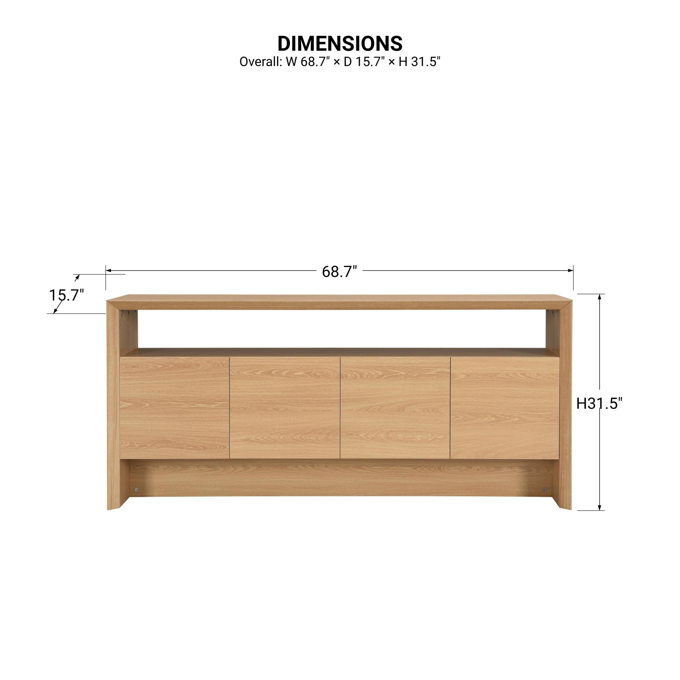 Christopher Knight Home Modern Sideboard Cabinet with 4 Doors, Open Shelf and Storage, Light Oak