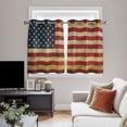thumbnail image 5 of Retro Red Blue USA Flag Kitchen Curtains Short 45 Inch Length, American Flag Vintage Grommet Top Bedroom Living Room Curtains, Light Filtering Cafe Curtain Drapes 2 Panels Set 84''x45'', 5 of 9