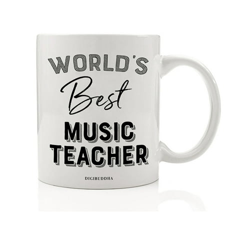 World's Best Music Teacher Coffee Mug Gift Idea Musical Education Teaching Students Choir Instruments Band Orchestra Christmas Holiday Birthday Present 11oz Ceramic Beverage Tea Cup Digibuddha