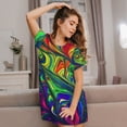 thumbnail image 3 of Wukai Pride Rainbow Print Women's Loose Short Sleeve Nightgown, Soft Sleep Dress for Comfortable Relaxation, Casual Lounge Wear, 3 of 6