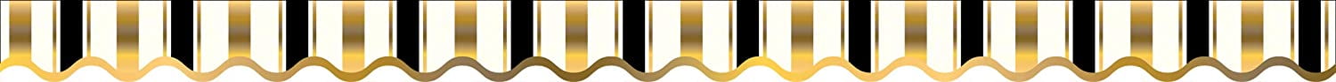 Barker Creek Double-Sided Scalloped Edge Border 2-Pack, Gold Coins, Trim out Bulletin Boards and Create Colorful Displays with 78' of Designer Double-Sided Border, 2.25" x 78' (3698)