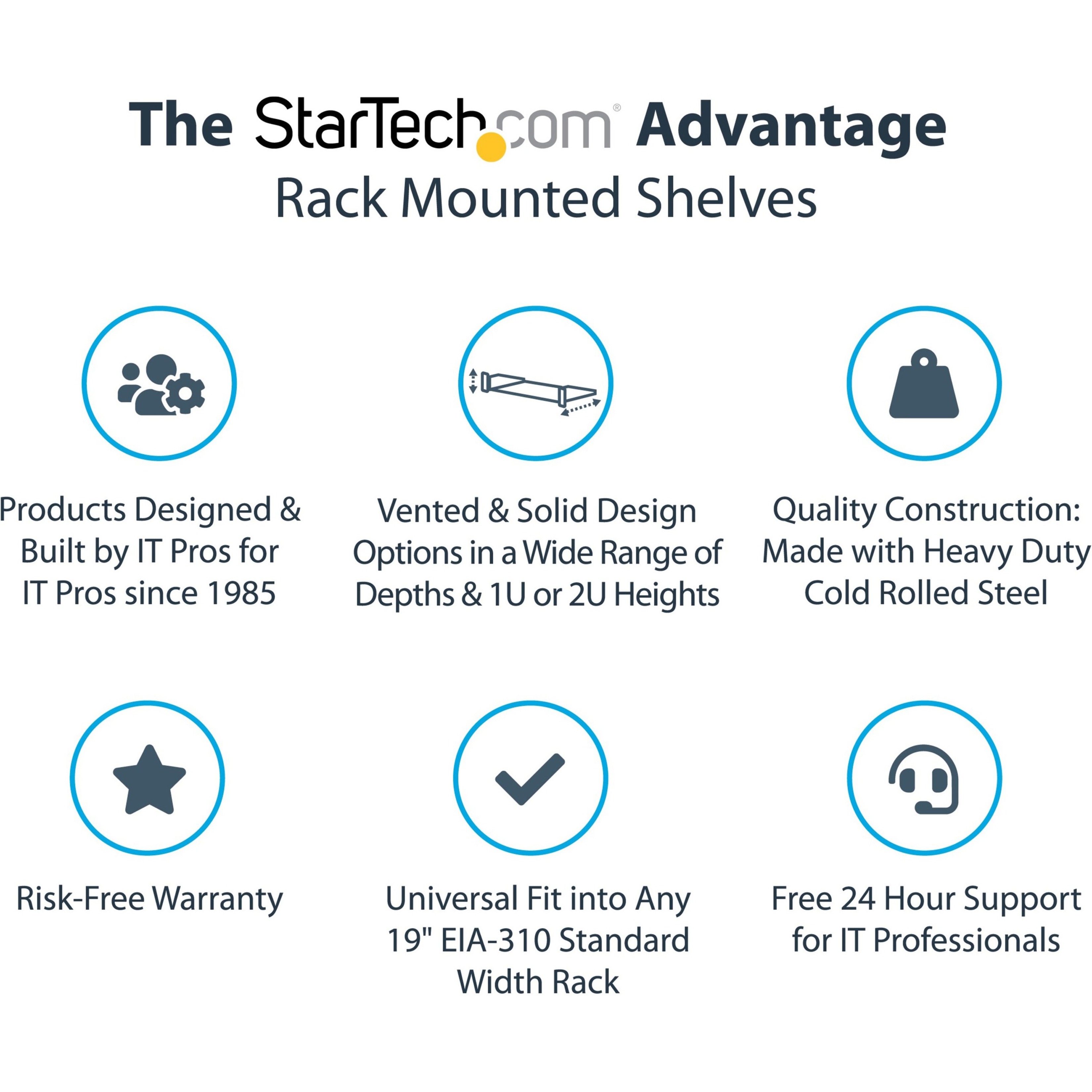 StarTech.com 1U Rack Mount Cantilever Shelf - Heavy Duty Fixed Server Rack Cabinet Shelf - 125lbs / 56kg - image 4 of 8