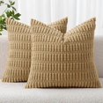 thumbnail image 1 of wonima02 MIULEE Pack of 2 Corduroy Decorative Throw Pillow Covers 20x20 Inch Soft Boho Striped Pillow Covers Modern Farmhouse Home Decor for Sofa Living Room Couch Bed Khaki, 1 of 1