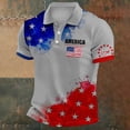 thumbnail image 2 of Leey-World American Flag Mens Shirt 250Th Anniversary Printed Men's Casual Polo T-Shirt 250 Years of Freedom Shirt American Flag Patriotic Clothes(Grey,L), 2 of 4